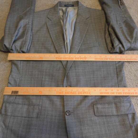 RALPH Ralph Lauren Men 44L Gray Windowpane Blazer Jacket Silk Wool Single Breast - Picture 11 of 11